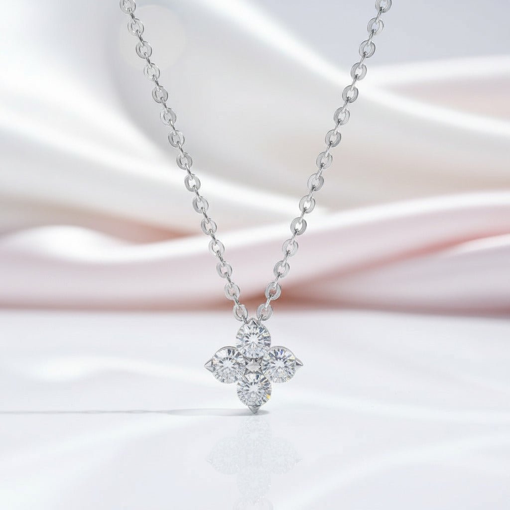 0.4 Ct Diamond Option Clover Pendant Necklace