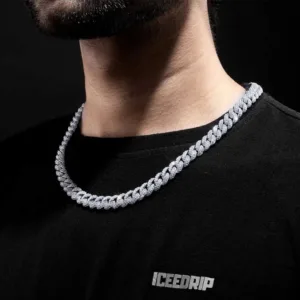 10MM Iced Out Cuban Link Chain in White Gold