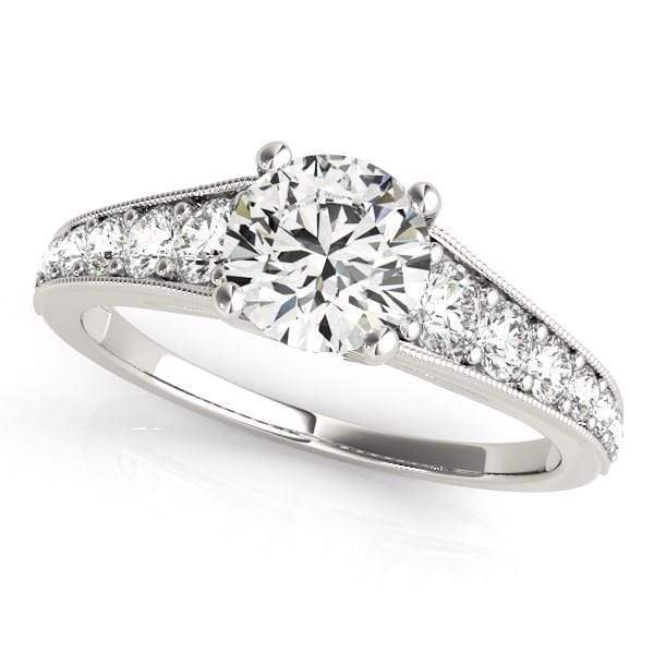 14k White Gold Antique Tapered Shank Diamond Engagement Ring (1 3/8 Cttw)