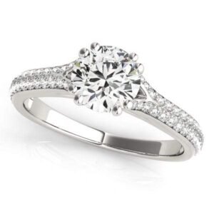 14k White Gold Double Prong Multi-row Band Diamond Engagement Ring (1 1/8 cttw)