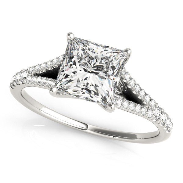 14k White Gold Princess Cut Split Shank Diamond Engagement Ring (1 1/8 cttw) 14k White Gold Princess Cut Split Shank Diamond Engagement Ring (1 1/8 cttw)