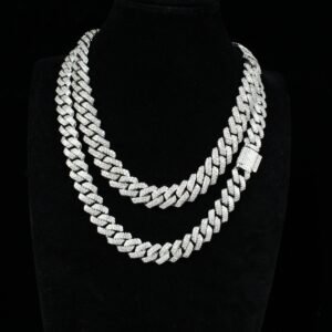 14MM 2-ROW ICED OUT PRONG CUBAN CHAIN