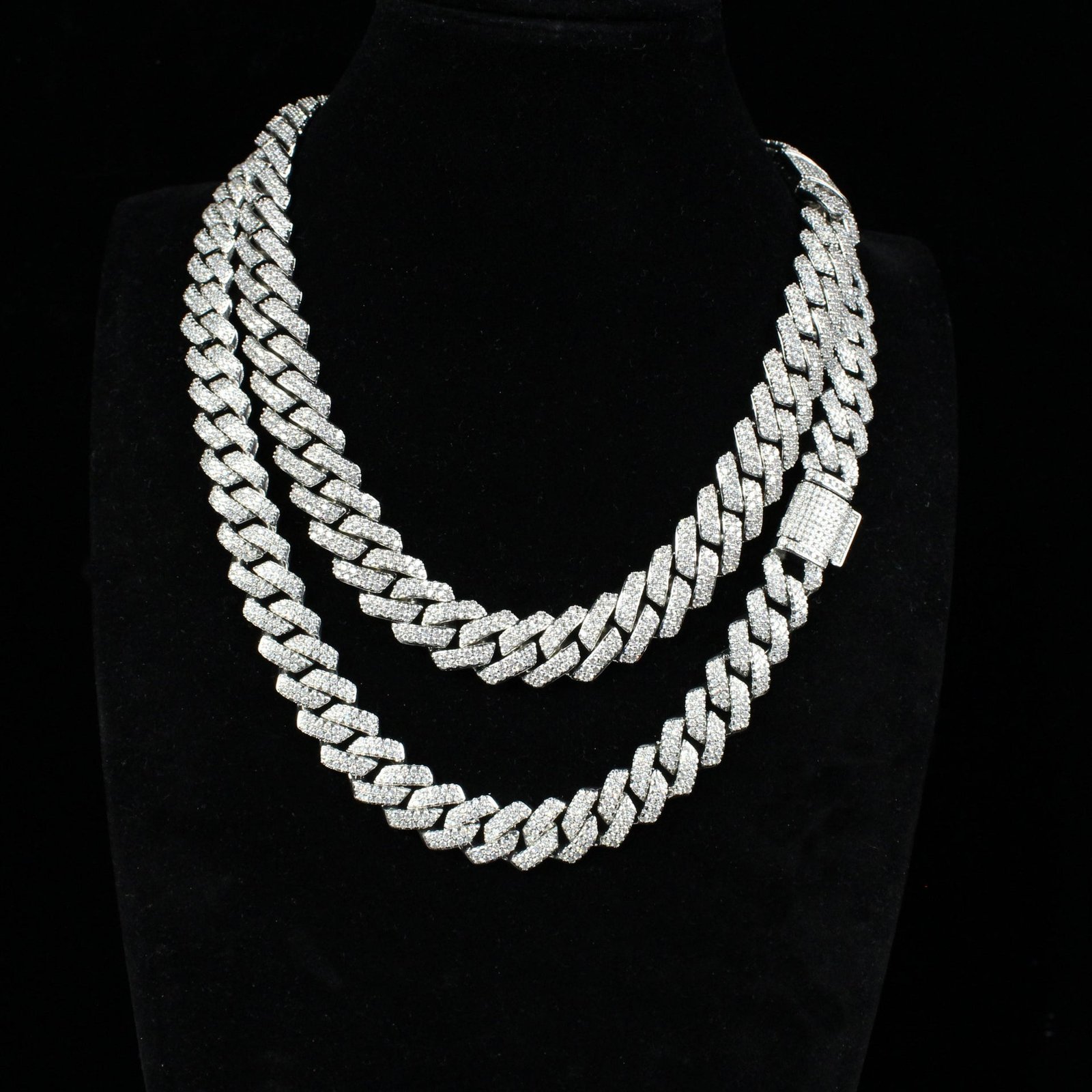 14MM 2-ROW ICED OUT PRONG CUBAN CHAIN