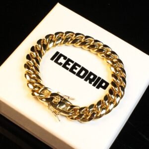 14mm White/Gold-Plated Classic Miami Cuban Bracelet
