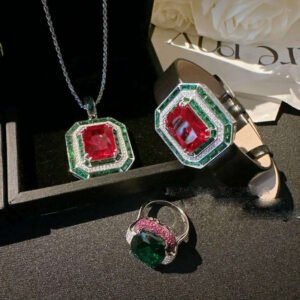 18K Gold Plated Silver-Tone Dragonfly Jewelry Set Zircon — Malachite Green | KIMLUD