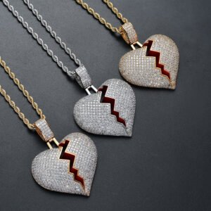 18K Gold-Plated Solid AAA+ CZ HeartBreak Pendant