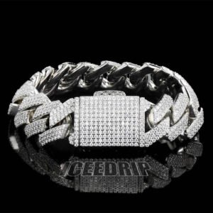18mm Prong Cuban Bracelet in White Gold