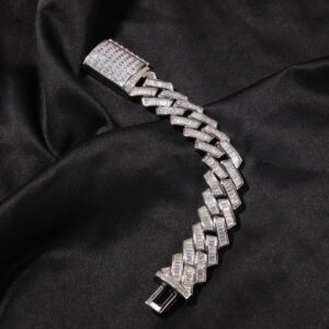 19mm French Creative Cuban Bracelet In White Gold