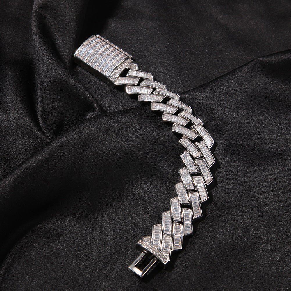 19mm French Creative Cuban Bracelet In White Gold