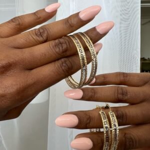 2-Tone Greek Cut Hoop Earrings in 10KT Gold