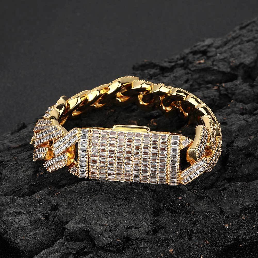 20mm two row Baguette iced cuban bracelets