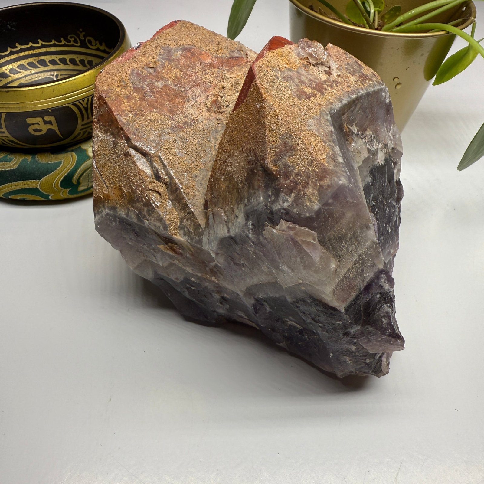 2.1kg Jumbo High Grade & Rare Twin Peek Auralite-23 Red Hematite Point Standing Display Specimen