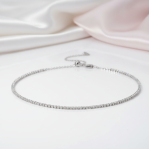 2mm Round Diamond Option Adjustable Tennis Necklace