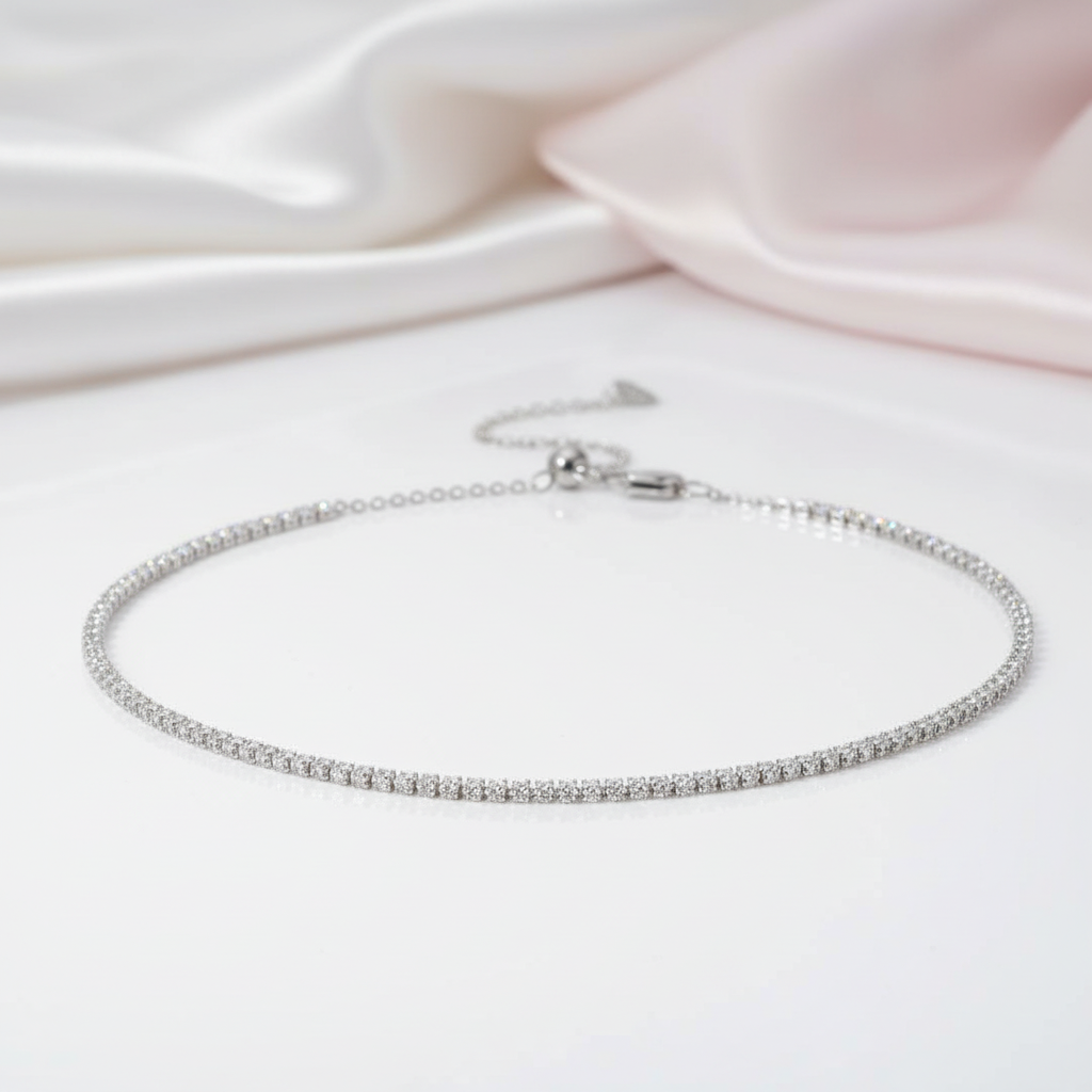 2mm Round Diamond Option Adjustable Tennis Necklace 2mm Round Diamond Option Adjustable Tennis Necklace
