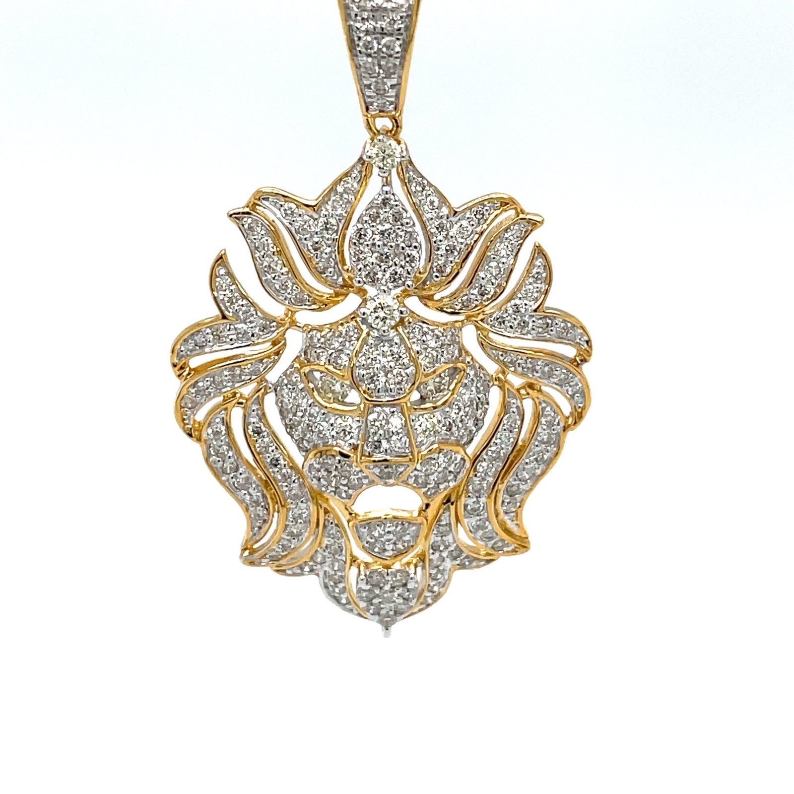 3-Tone Diamond Lion Head Cutout Pendant – 1.42 Carats in 10KT Gold