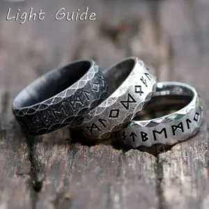316L Stainless Steel Odin Rune Ring With Intricate Viking Motif And Timeless Design — Silver | KIMLUD