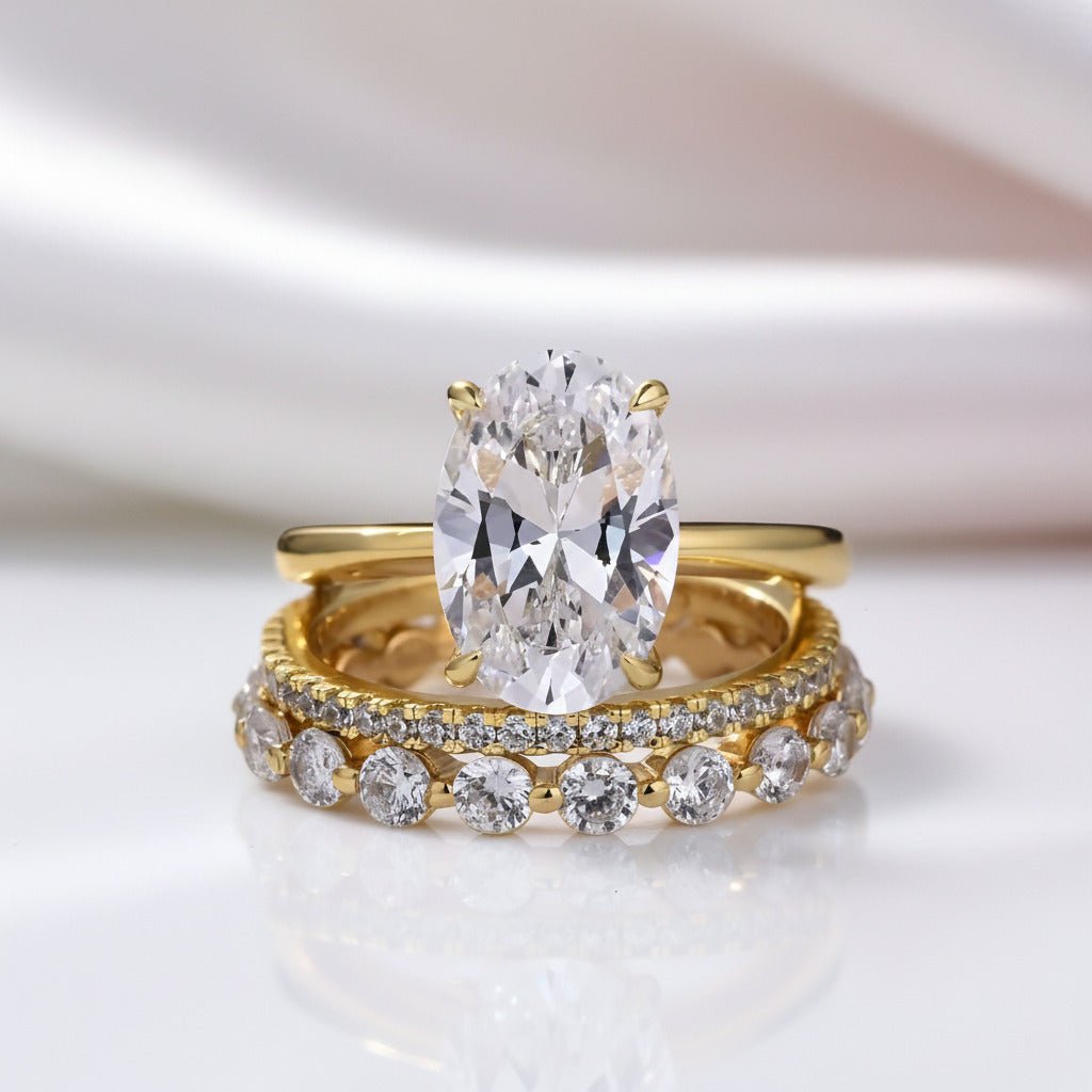 3.5ct Oval Cut Simulated Diamond Option Ring Set