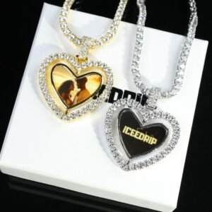 3D Spinning 2-Faced Heart Custom Photo Pendant