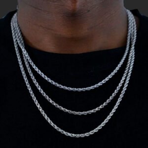 3MM White Gold Rope Chain