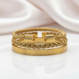 3pcs Luxury Stainless Steel Roman Numeral Men's Bracelet