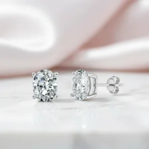 4.0 Ctw Oval Cut Diamond Option Post Stud Earrings