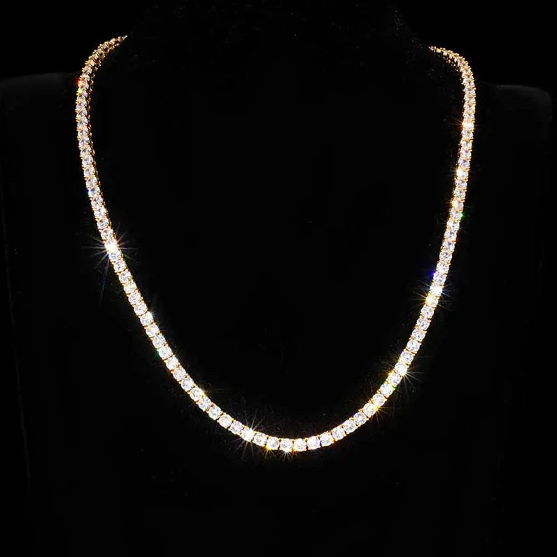 4MM 18K Gold-Plated Iced Tennis Necklace in Gold