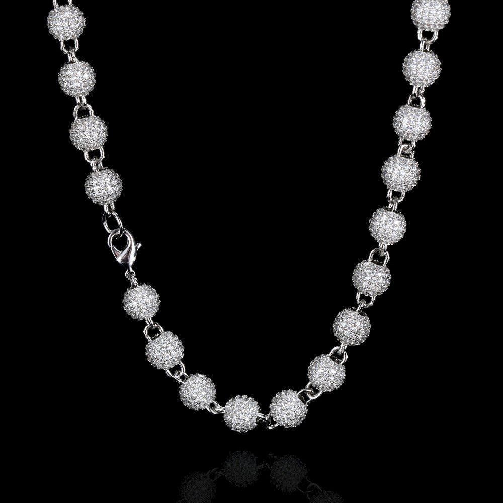 8mm iced round bead necklace