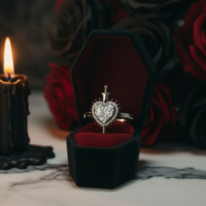 Against All Odds- Heart Shape Diamond Option Gothic Engagement Ring