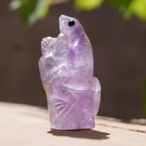 Amethyst Crystal Carved Tree Frog - a unique carving