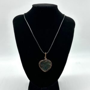 Antique Brass Pendant with Flashy Labradorite Gemstone Heart