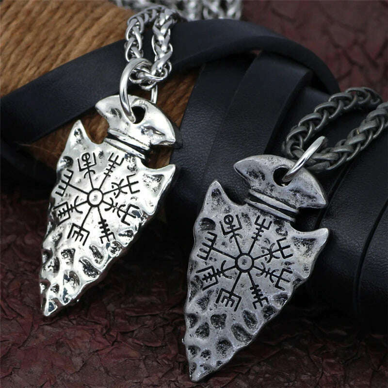 Antique Silver Compass Necklace Logo Viking — Ancient Silver | KIMLUD