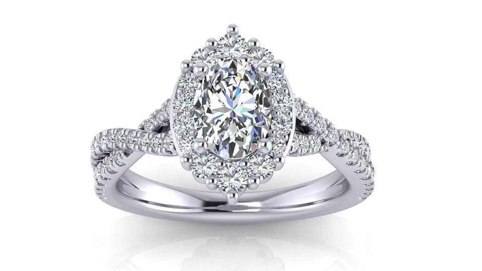 Art Deco Oval Infinity Diamond Engagement Ring