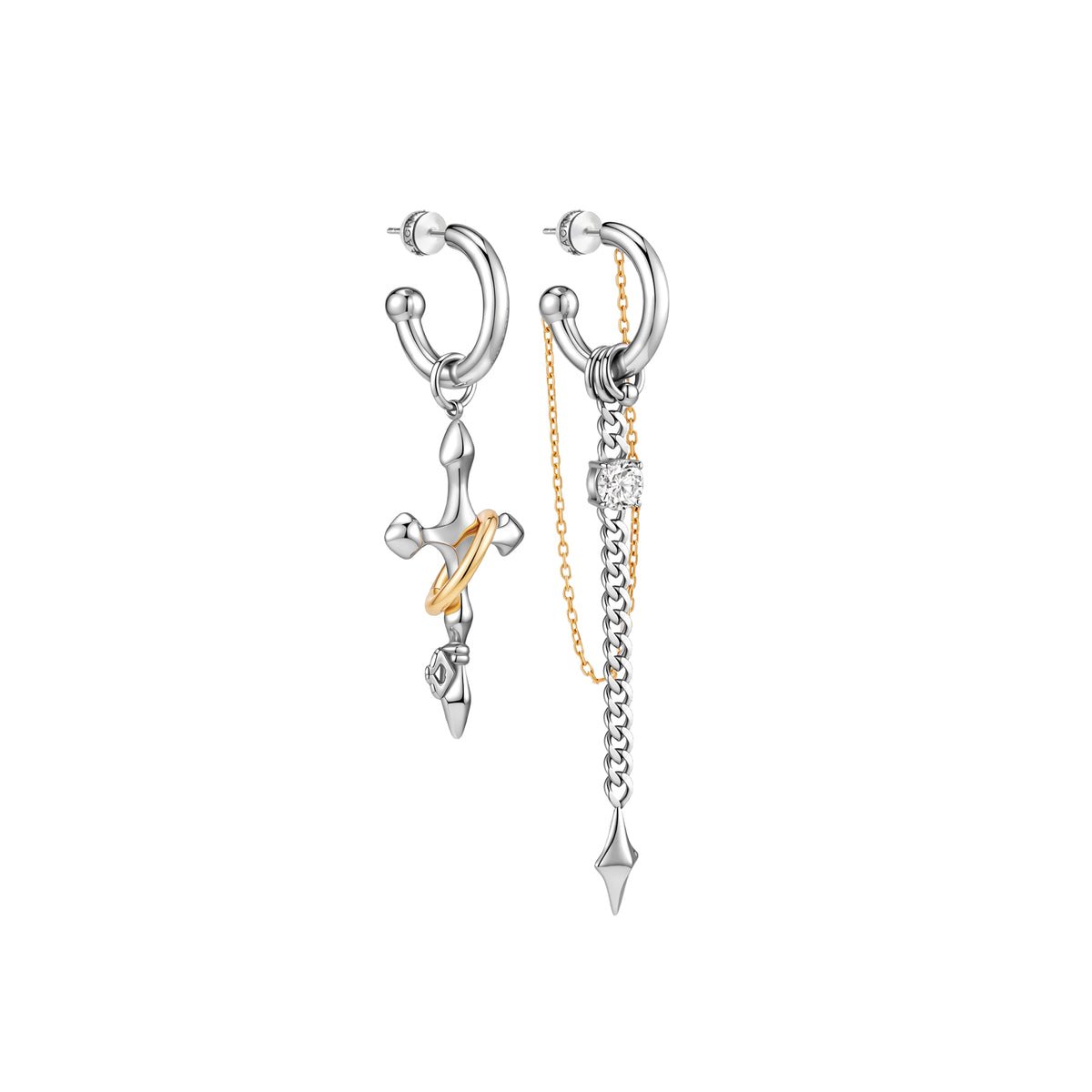 Asymmetrical Starburst Key Earrings