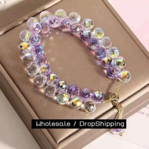 Austrian Crystal Bracelet Elastic Crystal Strand — Champagne | KIMLUD