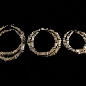 Bamboo Hoop Earrings in 10KT Yellow Gold - Personalizable