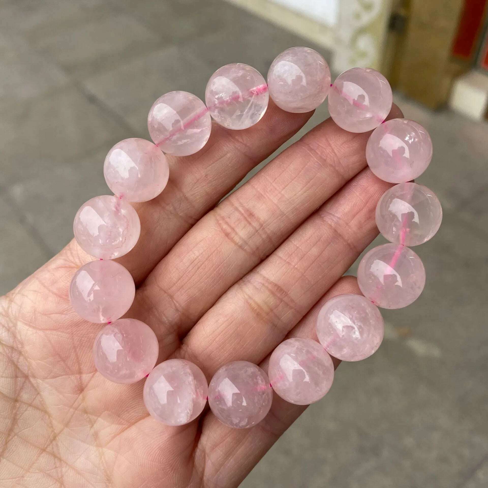 Beaded Rose Quartz Bracelet Unisex Natural Stone Crystal Healing Jewelry — Pink | KIMLUD Beaded Rose Quartz Bracelet Unisex Natural Stone Crystal Healing Jewelry — Pink | KIMLUD