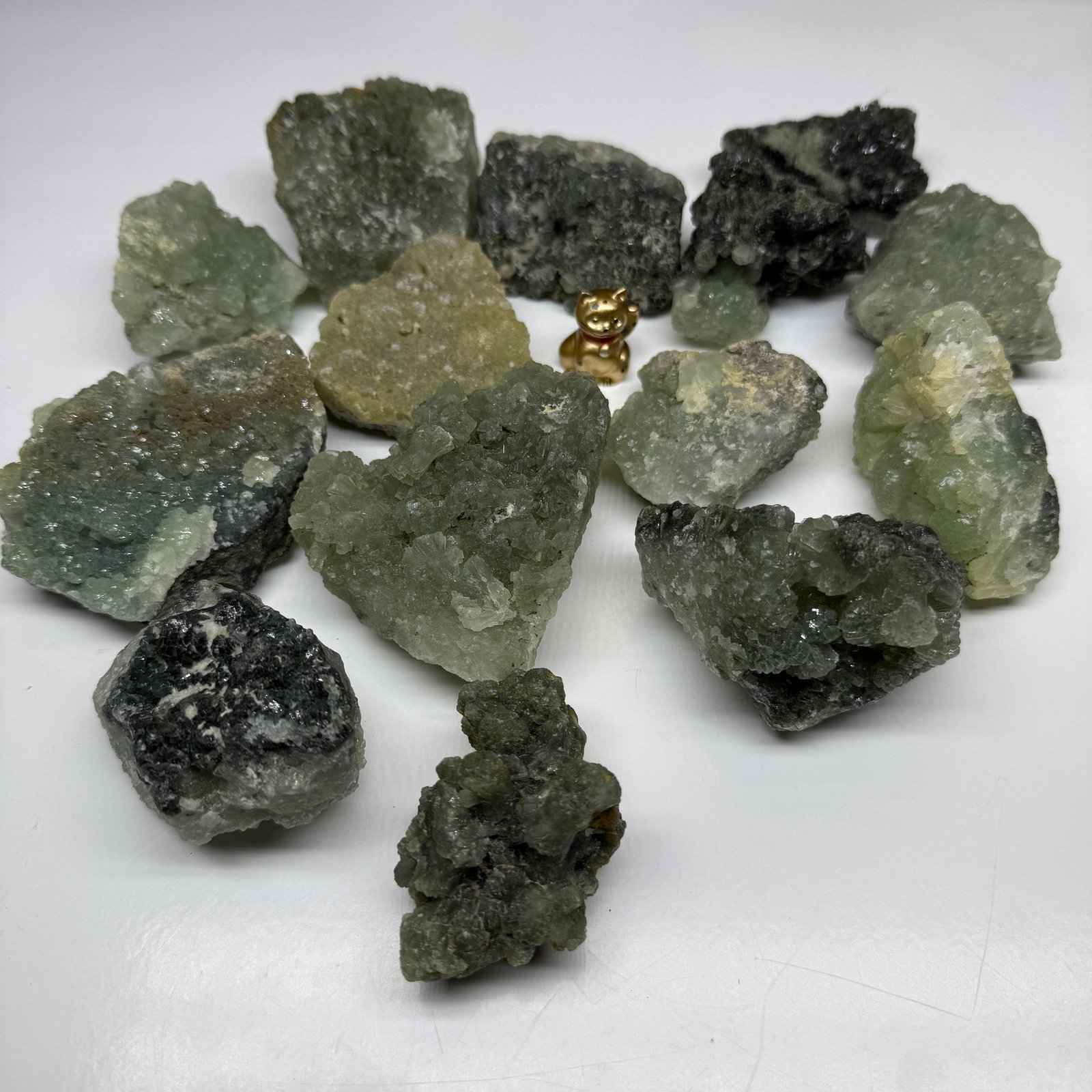 Beautiful Raw Green Prehnite Clusters