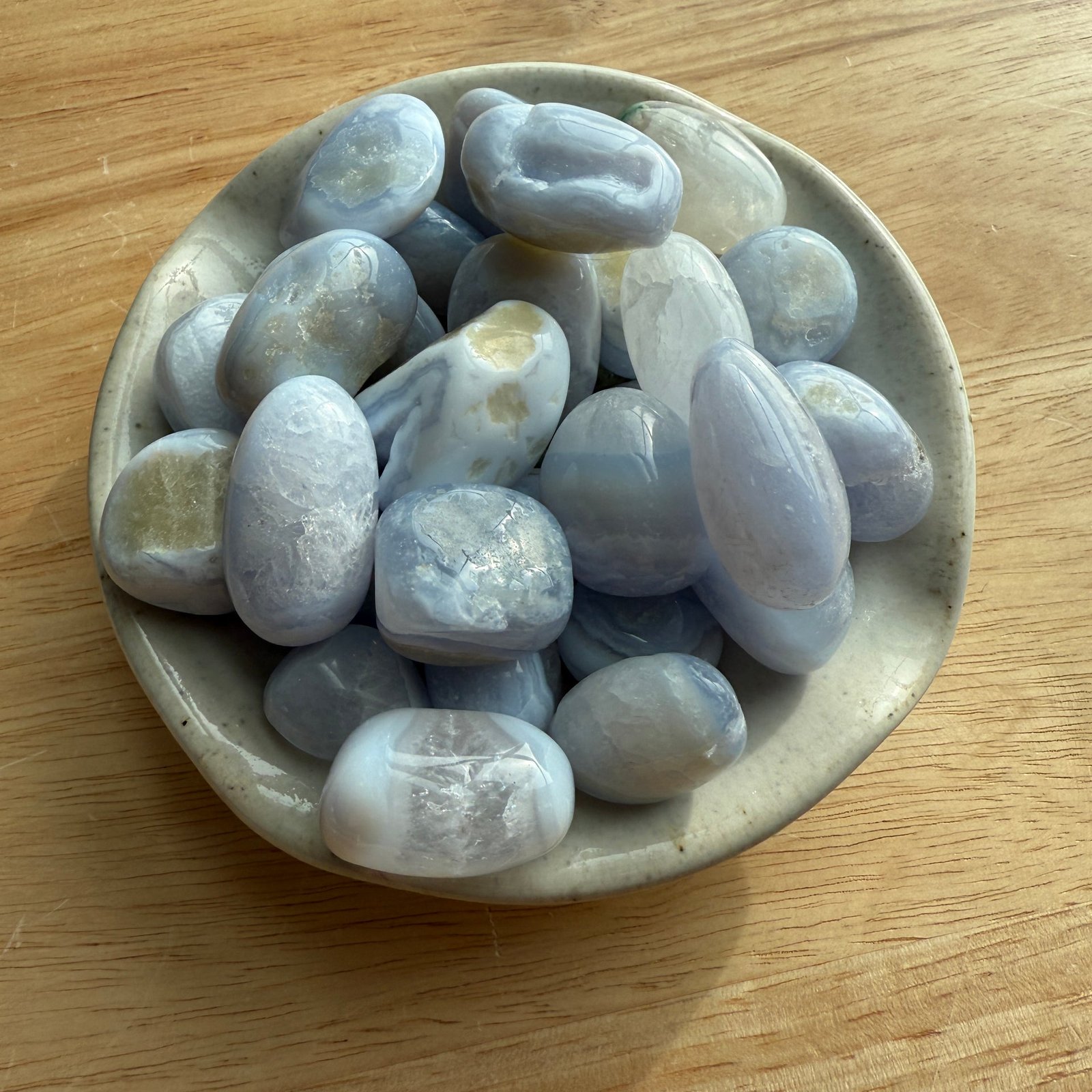 Blue Lace Agate Tumbled Stones Set Of Five
