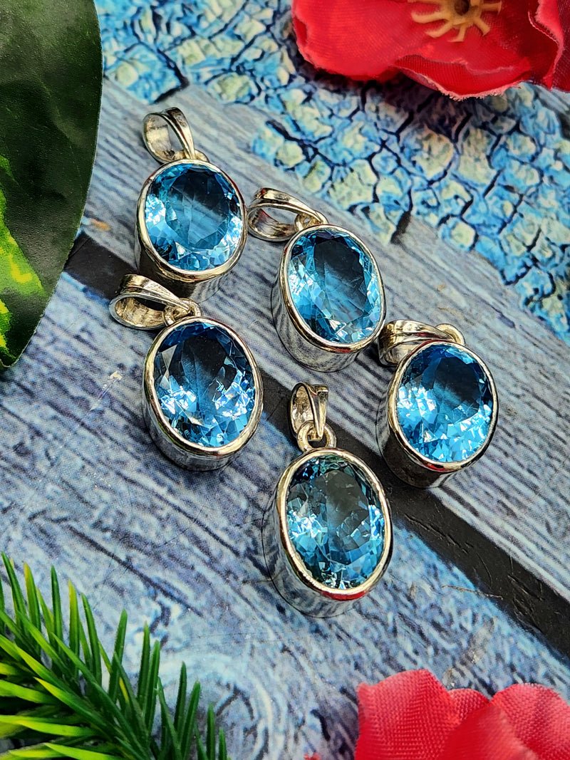 Blue Topaz Pendants in 925 Silver: A Symphony of Serenity and Elegance | ONE PIECE ONLY Blue Topaz Pendants in 925 Silver: A Symphony of Serenity and Elegance | ONE PIECE ONLY