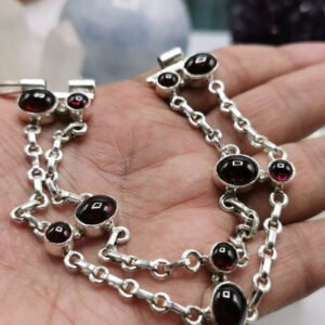 Bracelet with Garnet stone made in 925 sterling silver, free size garnet bracelet | Christmas Gift | Mothers Day | Anniversary Gift | Birthday Gift