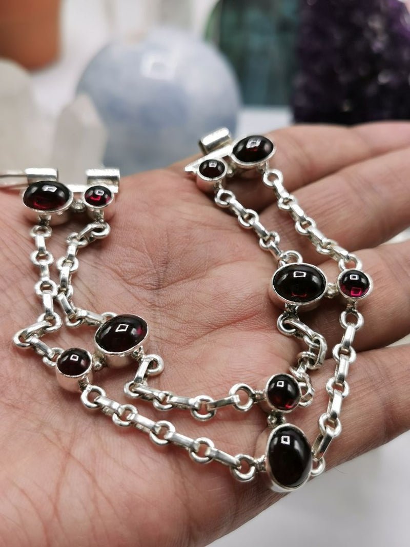 Bracelet with Garnet stone made in 925 sterling silver, free size garnet bracelet | Christmas Gift | Mothers Day | Anniversary Gift | Birthday Gift