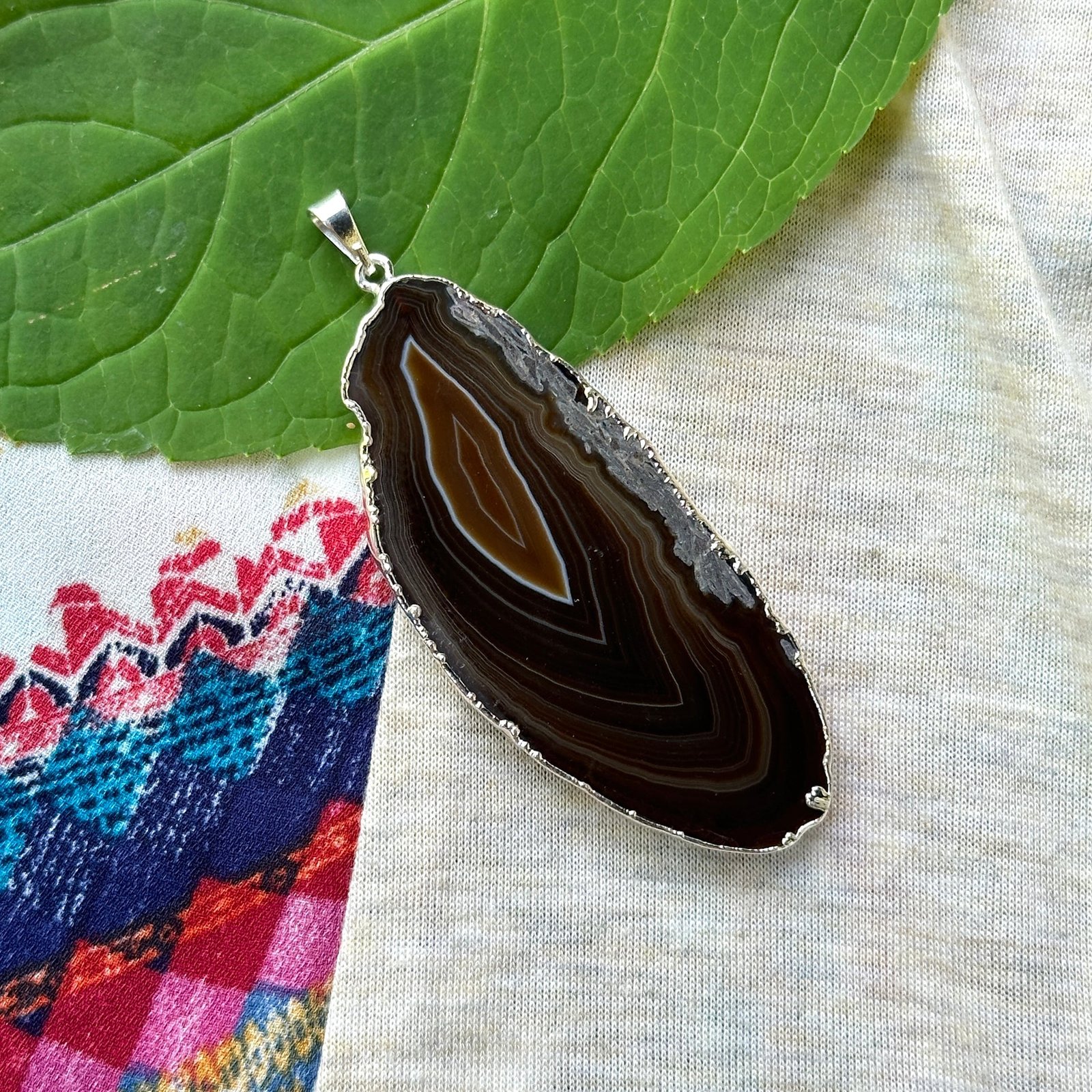 Brown Agate Slice Pendant Brown Agate Slice Pendant