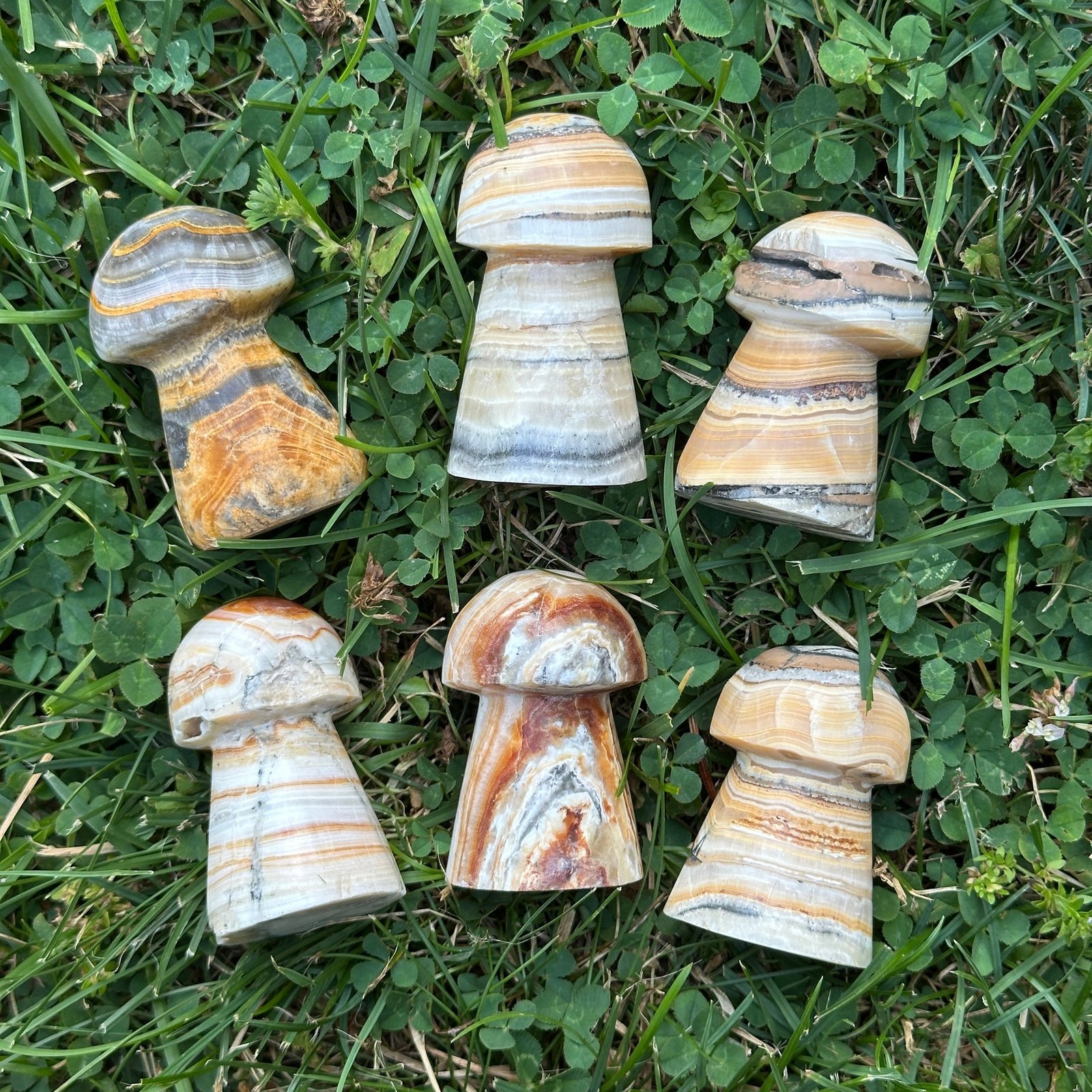 Brown & Honey Calcite Mushroom Carving