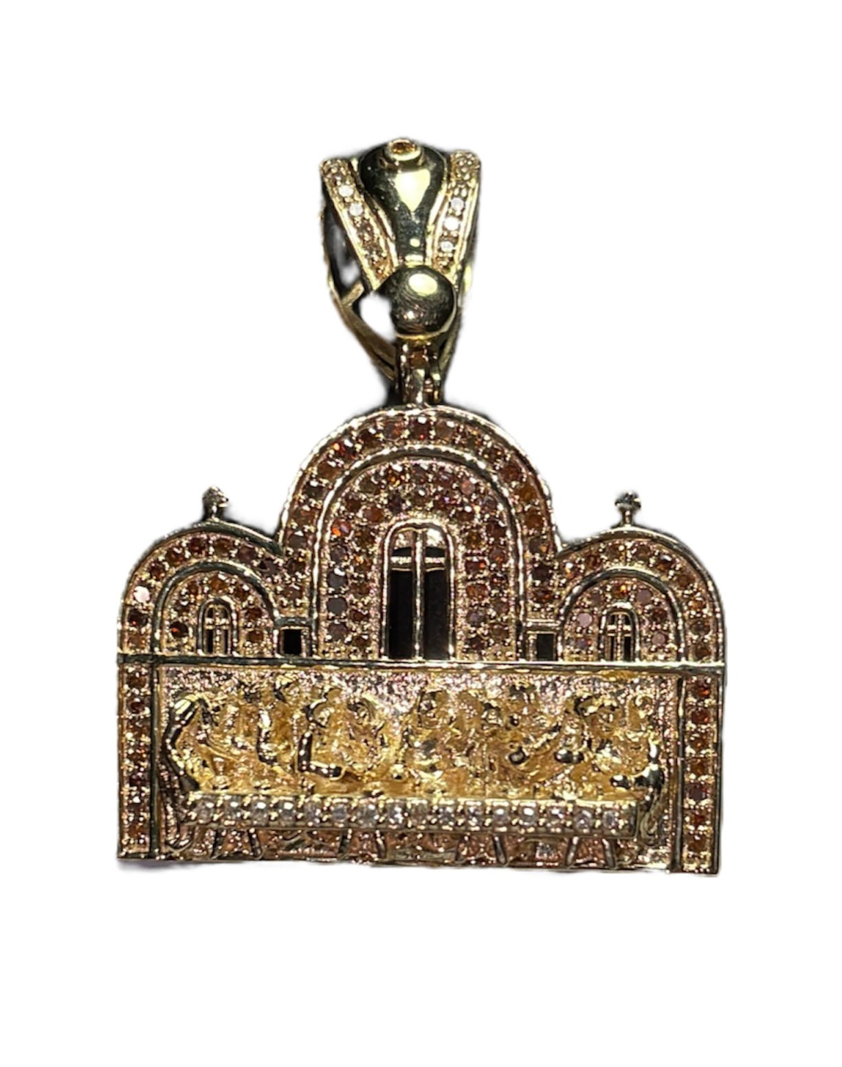Chocolate and White Diamond ‘Last Supper’ Pendant – 0.61 Carats in 10KT Yellow Gold