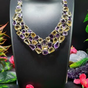 Citrine and Amethyst Faceted Stone Necklace - A Harmonious Fusion of Elegance and Energy - 521 carats