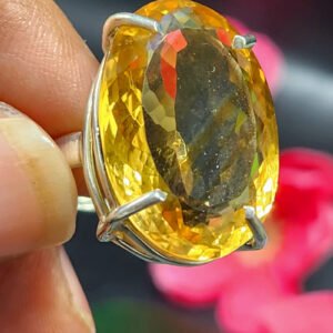 Citrine Faceted Stone Double Barrel Ring in 925 Silver | Mothers day gift | Crystal Jewelry | Gemstone Finger ring