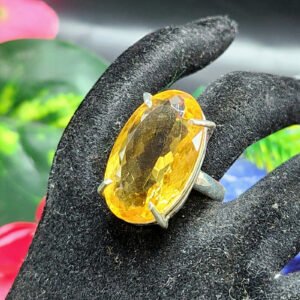 Citrine Faceted Stone Double Barrel Ring in 925 Silver | Mothers day gift | Crystal Jewelry | Gemstone Finger ring