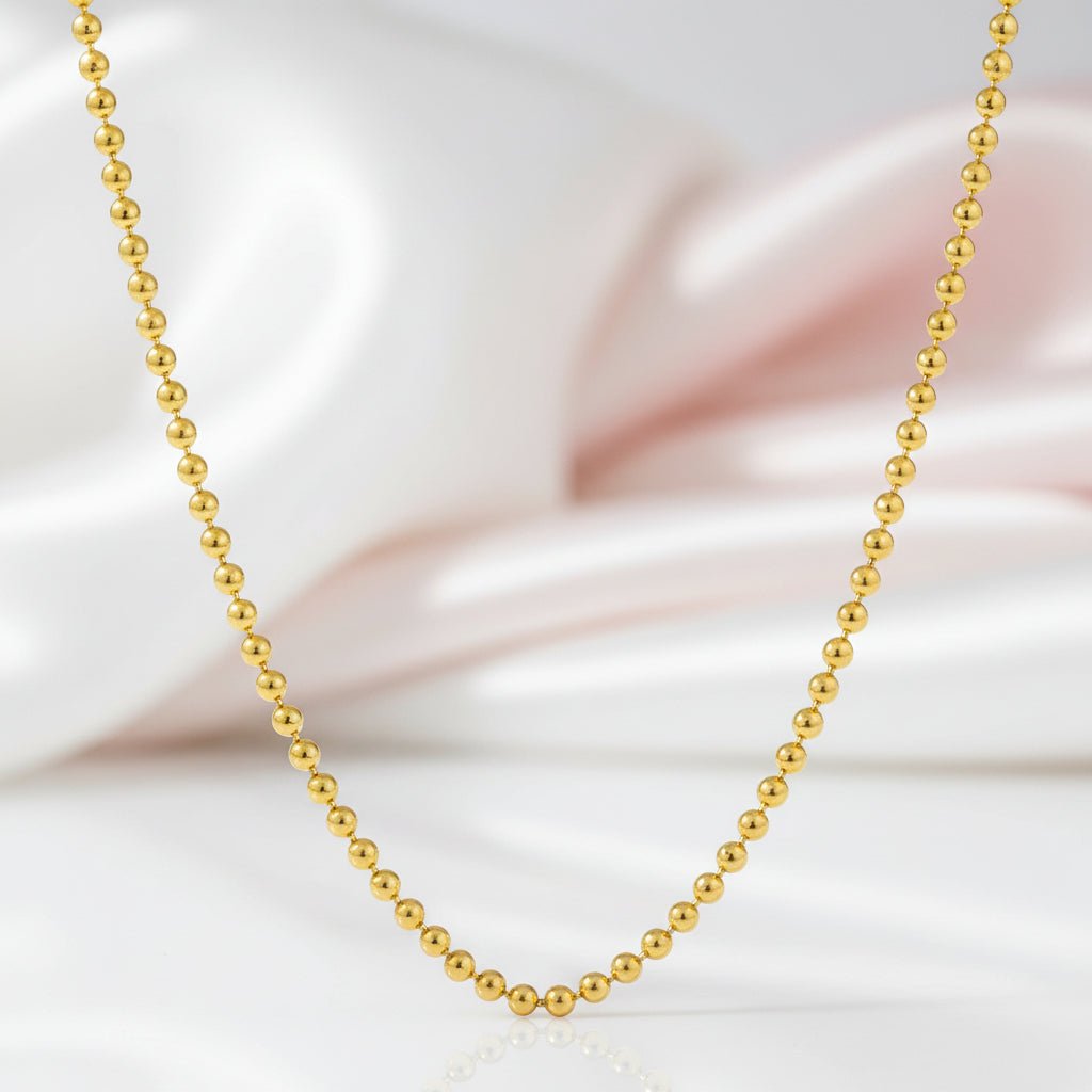 Classic 18k Yellow Gold Bead Necklace