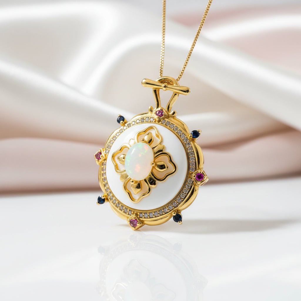 Classic Oval Opal Pendant Necklace
