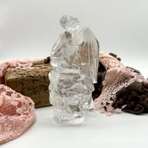 Clear Quartz Crystal Dragon and Skull Luxury Carving Display from Brazil